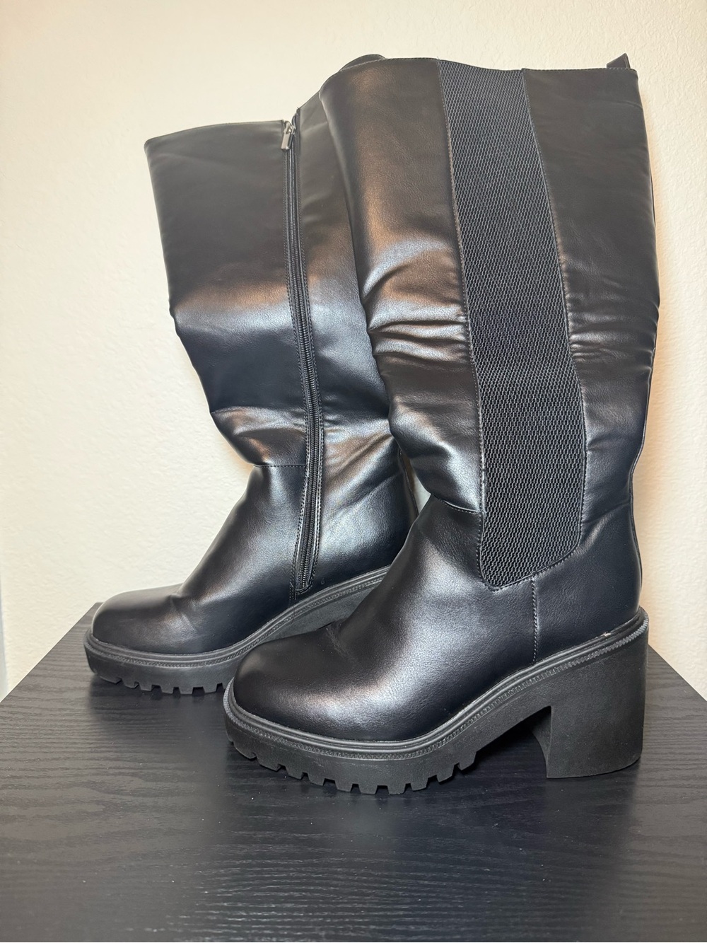 Torrid Black Lug Sole Chelsea Knee Boot